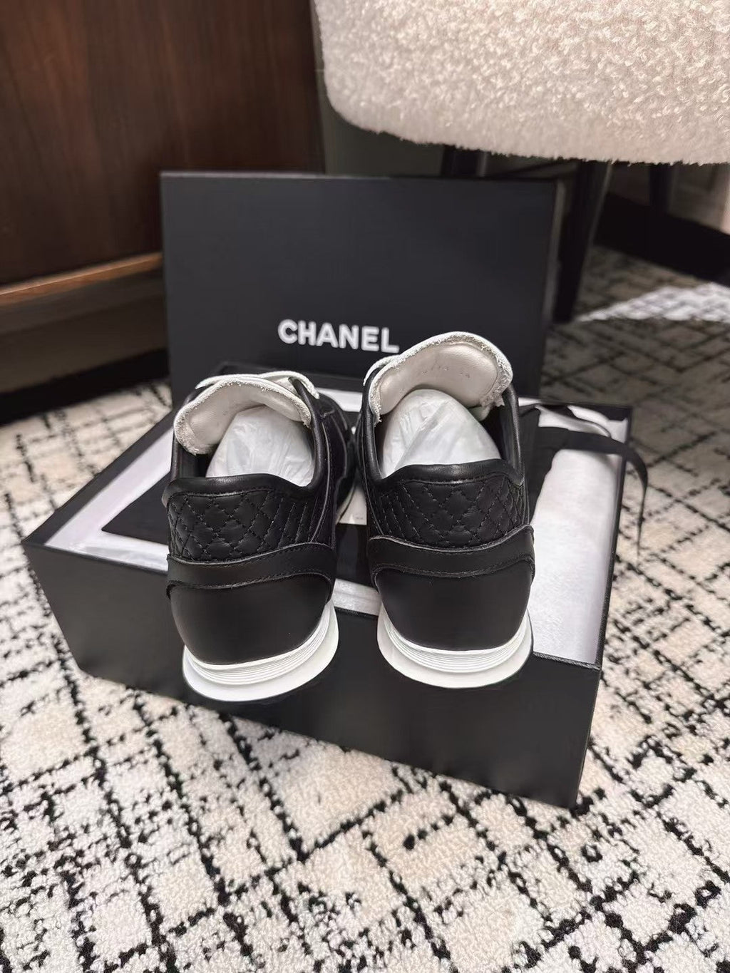 CHANEL TRAINERS SNEAKER IN BLACK CALFSKIN AND SUEDE