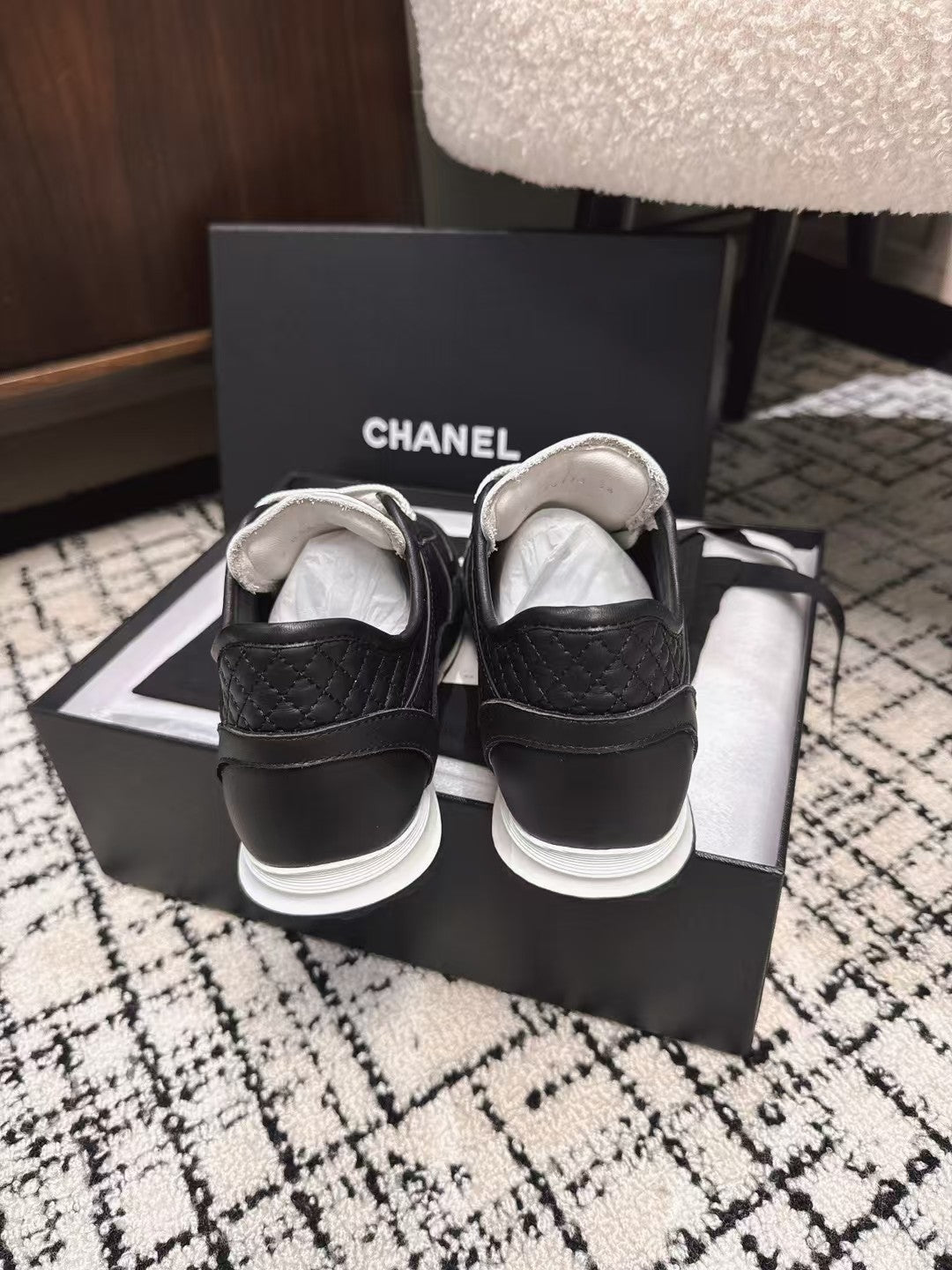 CHANEL TRAINERS SNEAKER IN BLACK CALFSKIN AND SUEDE