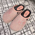 CHANEL FLAT MULE IN LIGHT PINK SUEDE WITH CRYSTALS