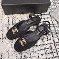 CHANEL FLAT SLINGBACKS IN BLACK FABRIC