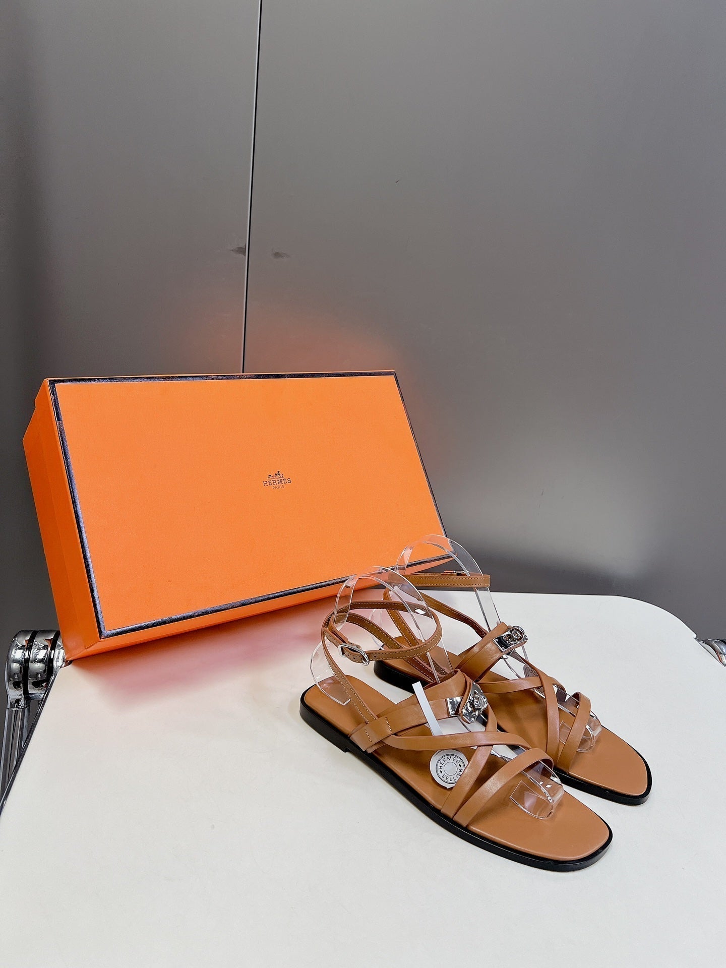 HERMES JUNE SANDAL CARAMEL CALFSKIN