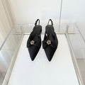 CHANEL SLINGBACKS 18 MM IN BLACK CALFSKIN MIX CANVAS