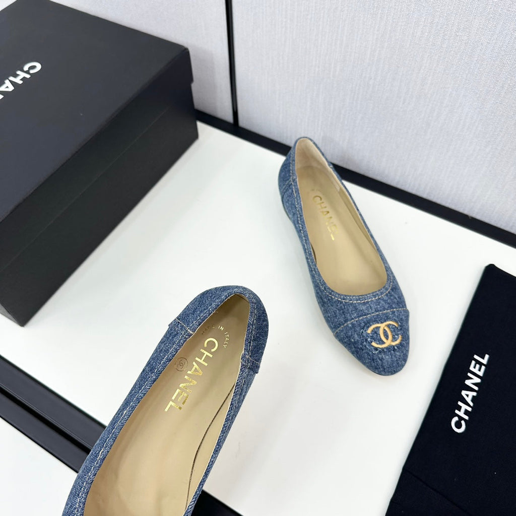 CHANEL ballet flat blue denim 166815