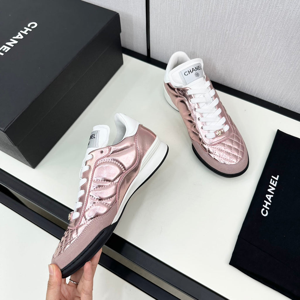 CHANEL SPORTS SHOES IN GLOSSY COPPER CALFSKIN