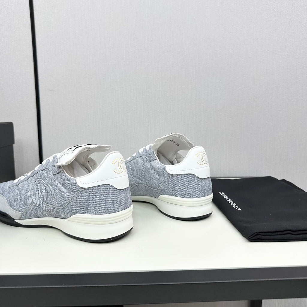 CHANEL SPORTS SHOES IN GREY FABRIC