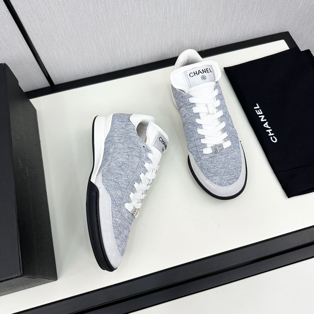 CHANEL SPORTS SHOES IN GREY FABRIC