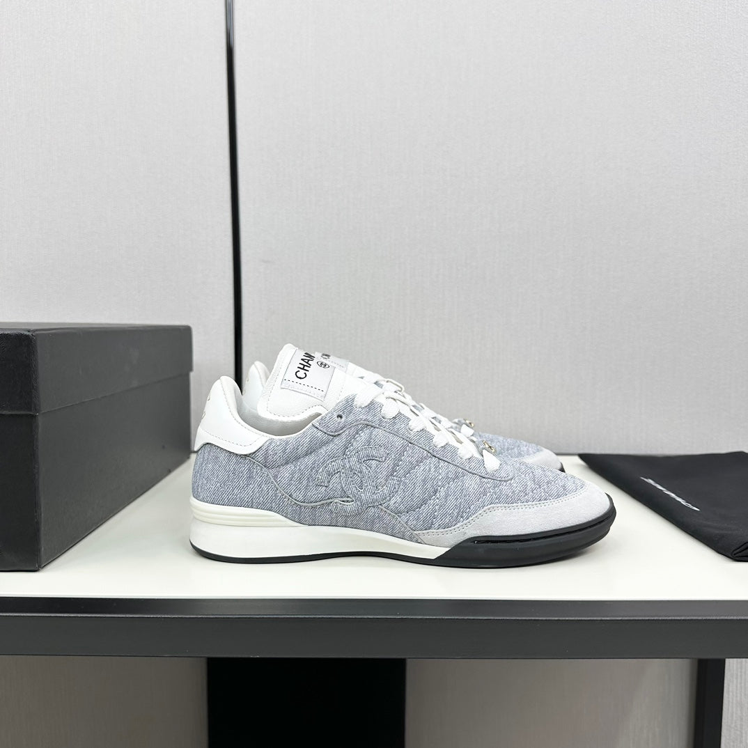 CHANEL SPORTS SHOES IN GREY FABRIC