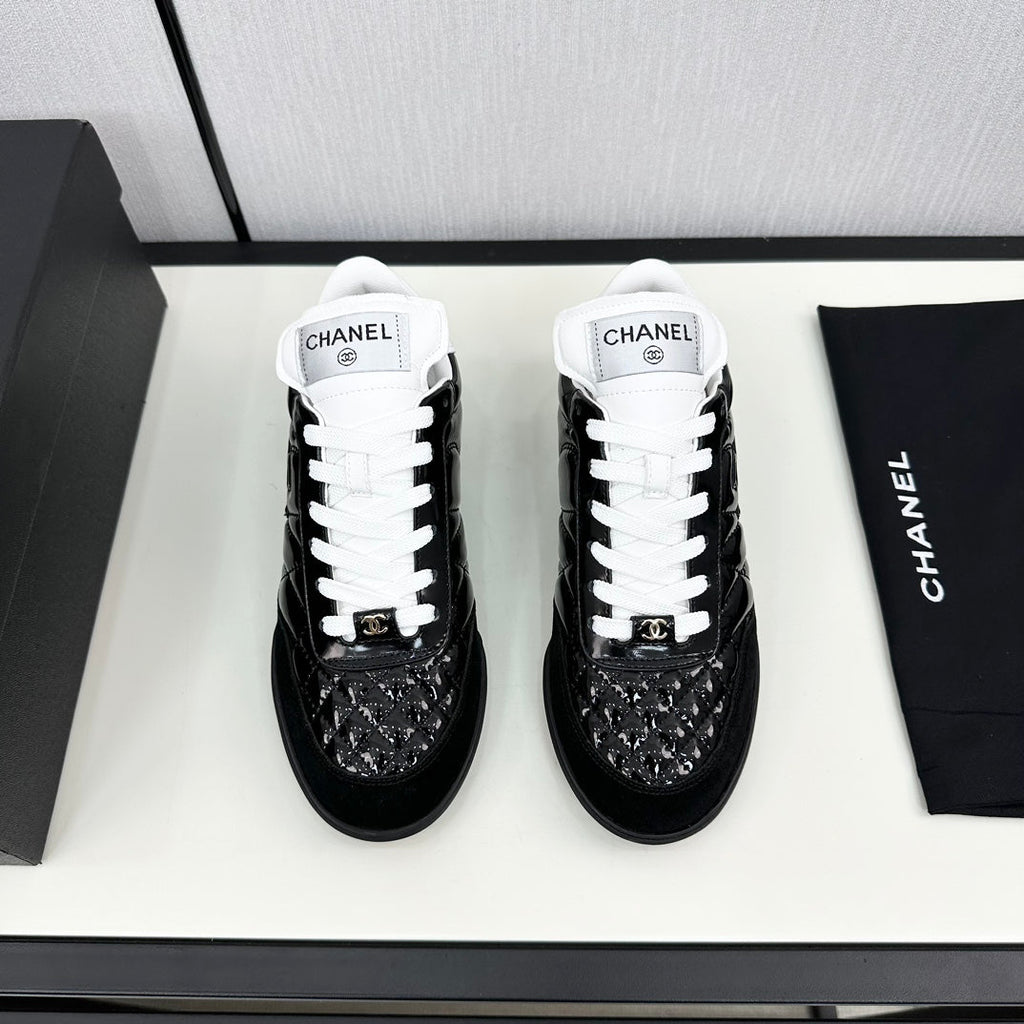 CHANEL SPORTS SHOES IN GLOSSY BLACK CALFSKIN