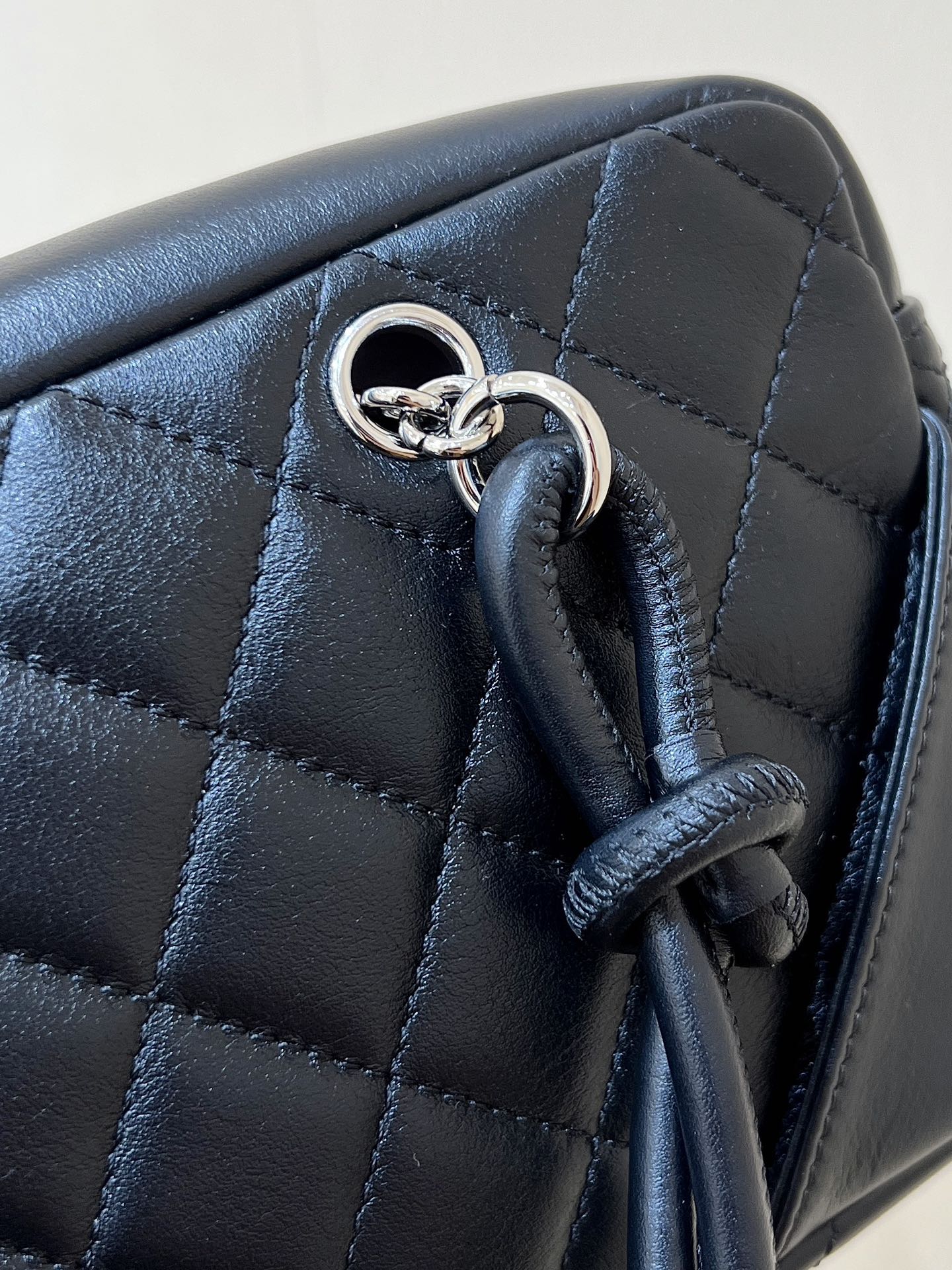 CHANEL 25S  CAMBON BOSTON BAG 21 IN BLACK CALFSKIN SILVER HARDWARE