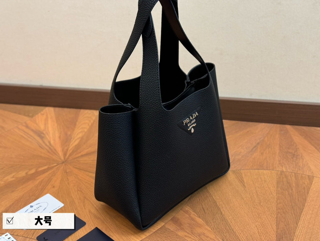 PRADA 25 BASKET BAG IN BLACK CALFSKIN