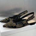 DIOR J'A SLINGBACK PUMP BLACK AND GOLD-TONE MILLEFIORI JACQUARD
