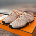 HERMES KIGA SNEAKER IN LIGHT PINK CROCHET KNIT AND CALFSKIN