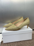 DIOR MY DD 25S HIGH HEEL 55MM IN KHAKI GOLD FABRIC GOLD LOGO
