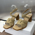 DIOR D-CLUB HIGH HEEL SLIDE 25S 80MM IN GOLDEN BEIGE CALFSKIN