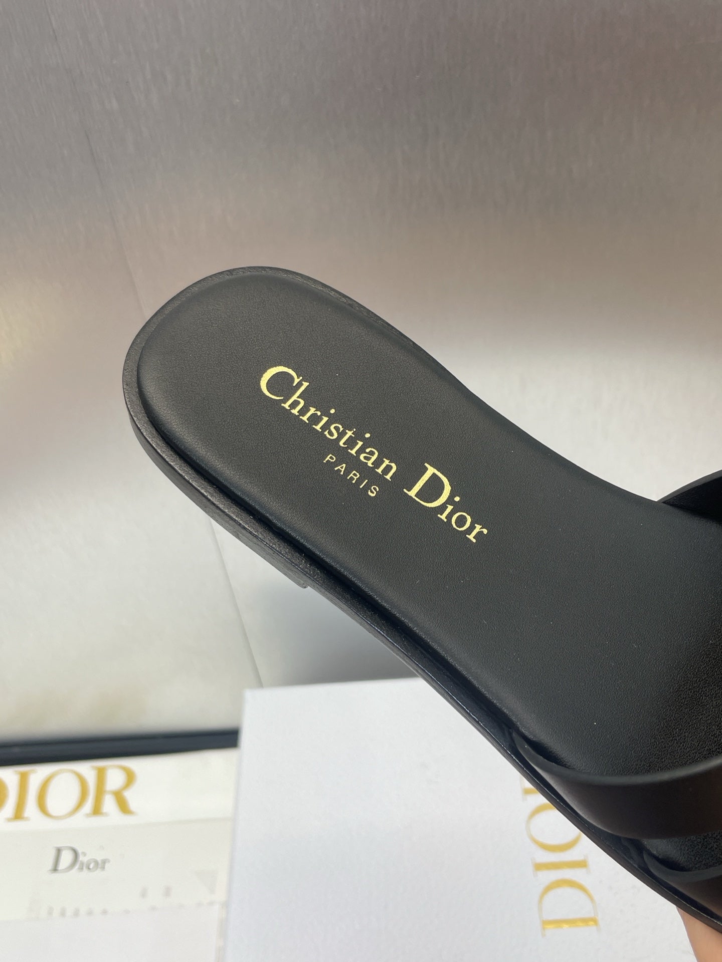 DIOR D-CLUB SLIDE SANDAL 25S IN BLACK CALFSKIN