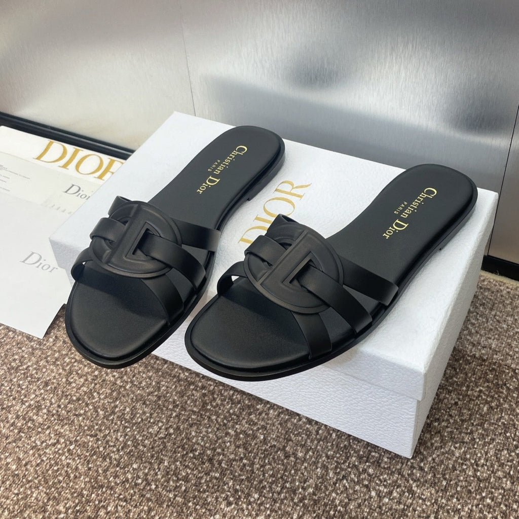 DIOR D-CLUB SLIDE SANDAL 25S IN BLACK CALFSKIN