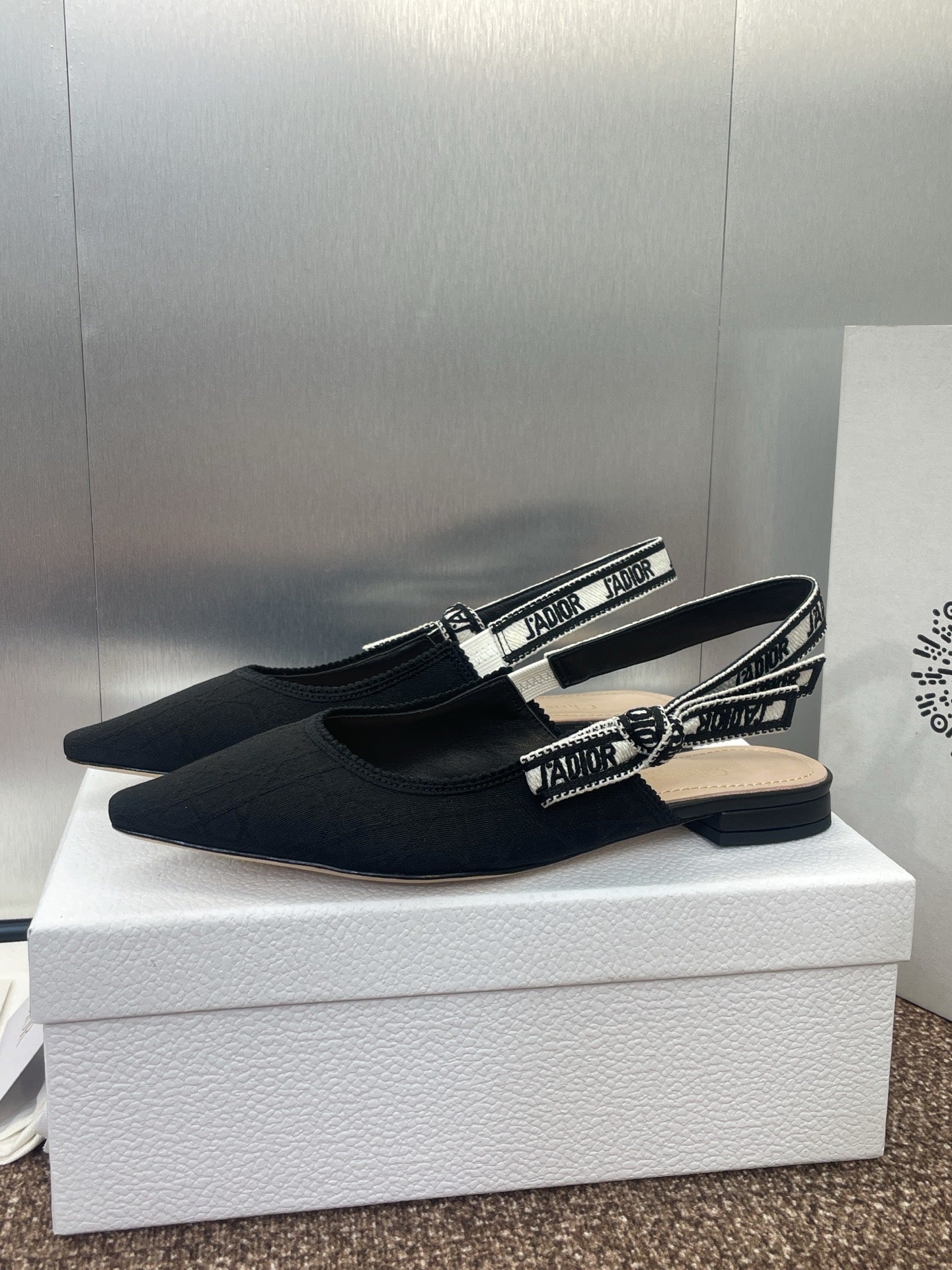 DIOR J'A SLINGBACK 25S IN BLACK QUAKE OBLIQUE EMBROIDERED FABRIC