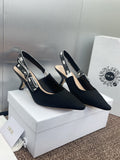 DIOR J'A SLINGBACK 25S PUMP 65MM IN BLACK QUAKE OBLIQUE EMBROIDERED FABRIC