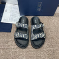 DIOR 25S ACT SLIDE IN DEEP BLUE CALFSKIN AND CANVAS SILVER HARDWARE