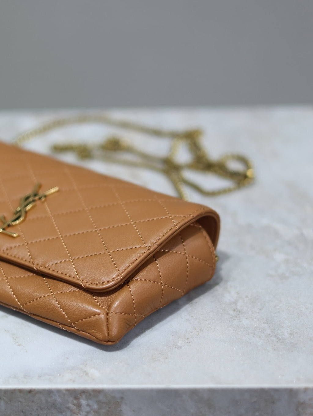 YSL 25S SAINT LAURENT GABY 19 IN FOX QUILTED CALFSKIN GOLD HARDWRE