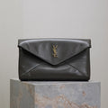 ENVELOPE CLUTCH 29 IN KOMBU GREEN LAMBSKIN COPPER LOGO