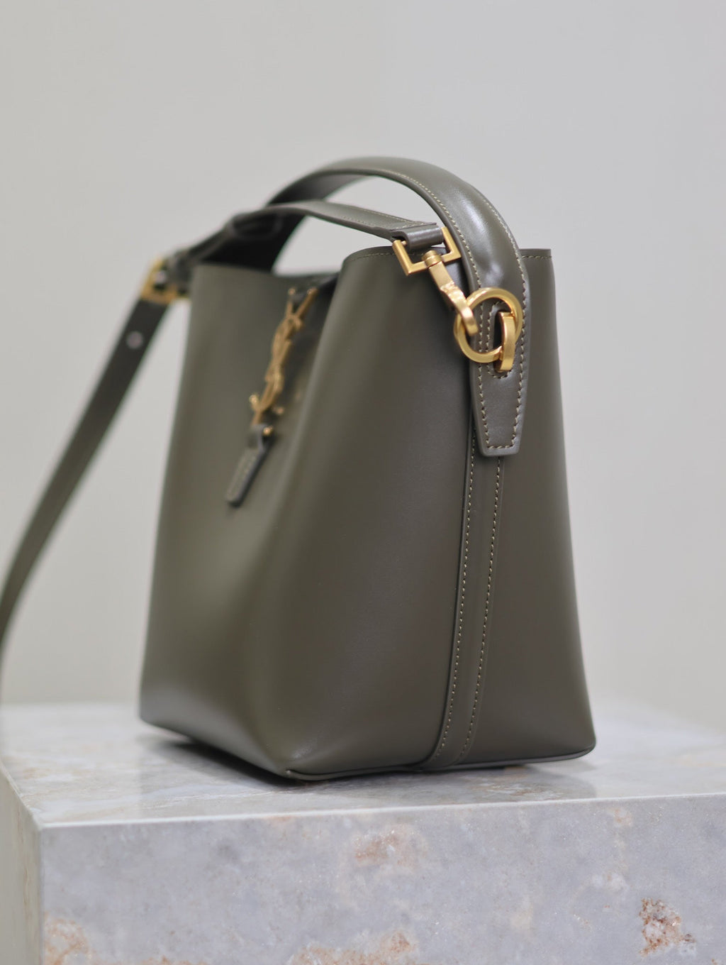 YSL 25S LE 37 MINI 20 IN DARK OLIVE CALFSKIN GOLD HARDWRE