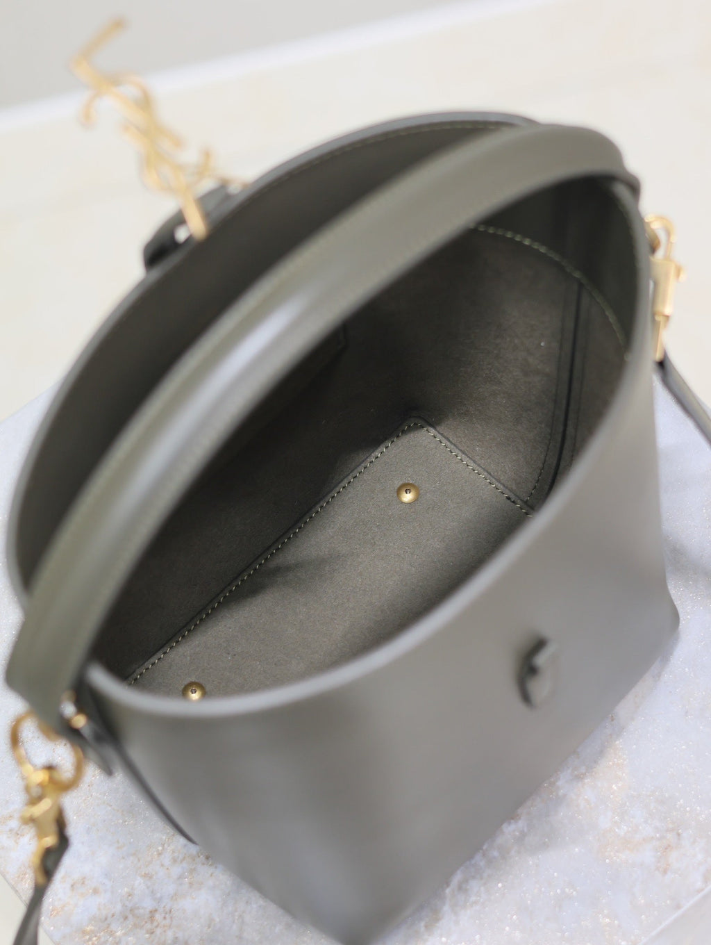 YSL 25S LE 37 MINI 20 IN DARK OLIVE CALFSKIN GOLD HARDWARE