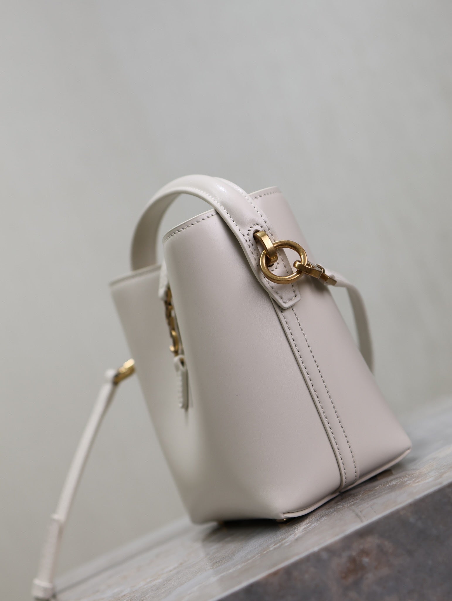 YSL 25S LE 37 MINI 15 IN DUSTY GRAY CALFSKIN GOLD HARDWRE