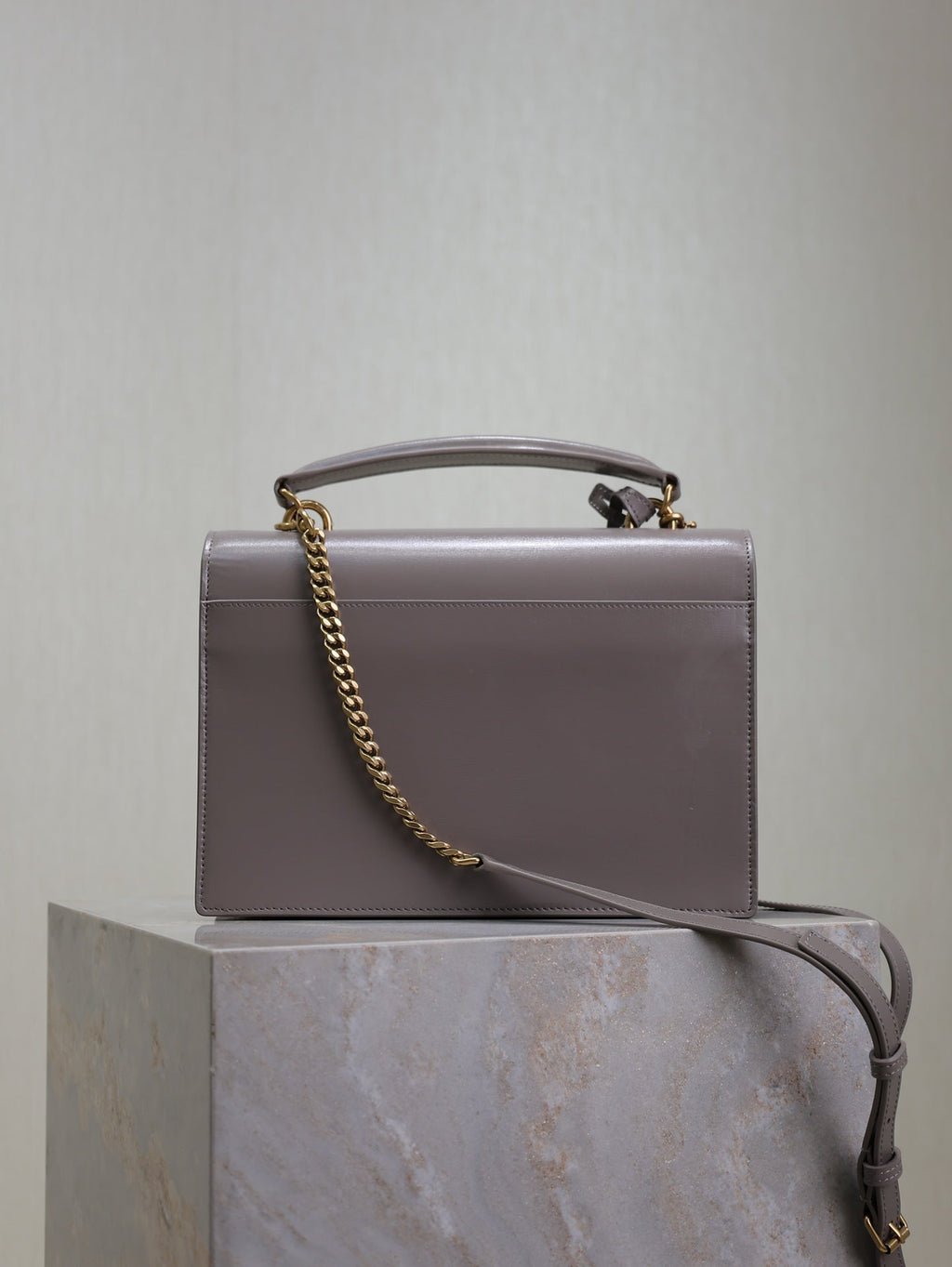 YSL 25S SUNSET MM 25 IN GRAYISH PURPLE CALFSKIN GOLD HARDWARE