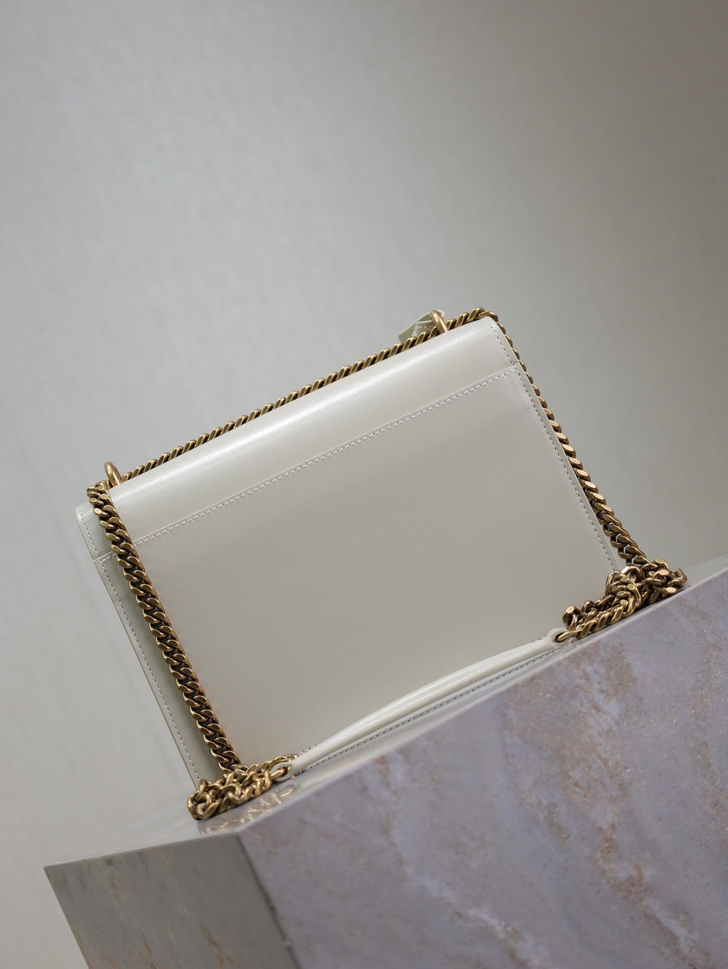 YSL 25S SUNSET BAG 22 IN IVORY CALFSKIN GOLD HARDWARE