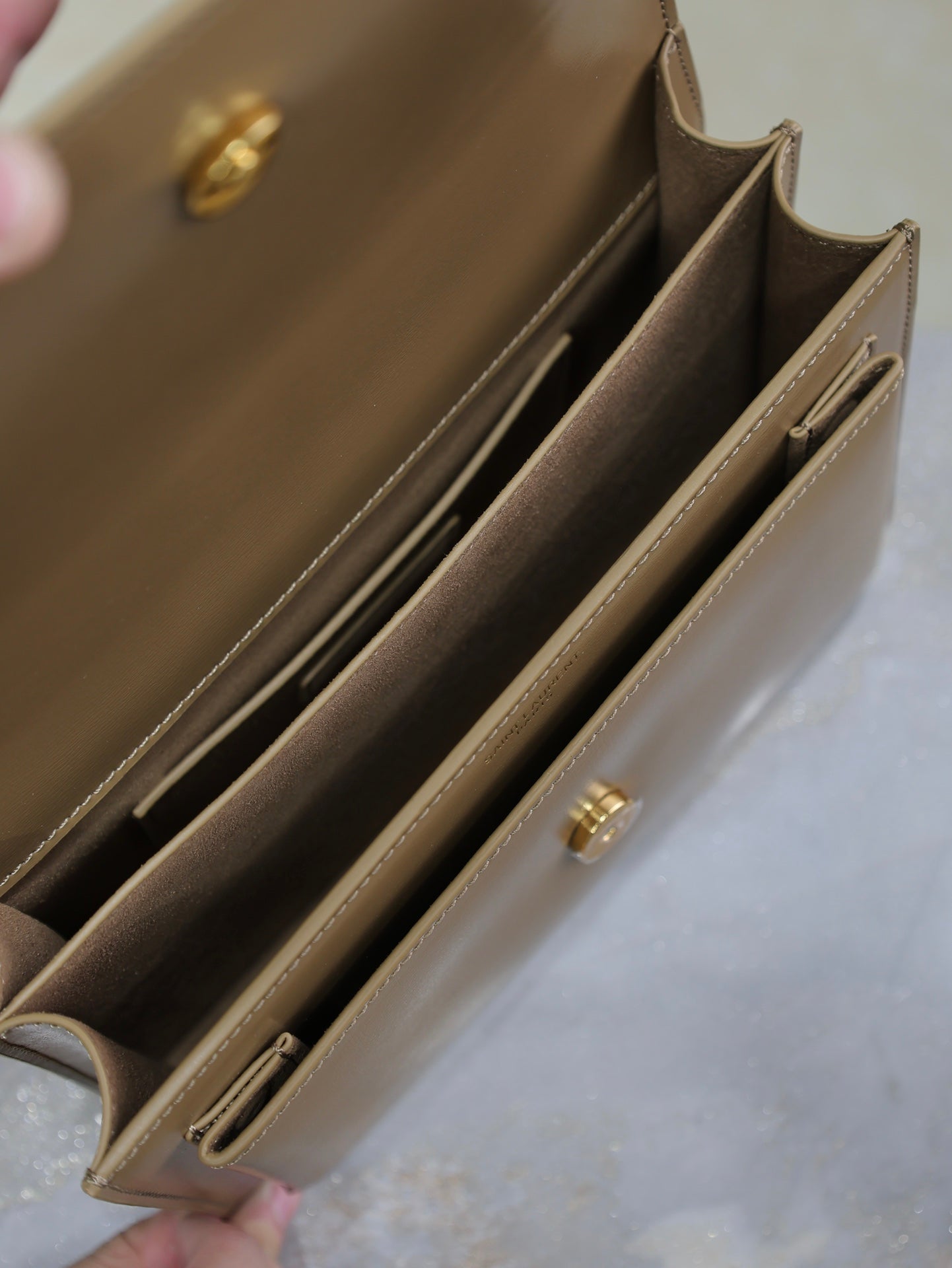 YSL 25S SUNSET BAG 22 IN BROWN CALFSKIN GOLD HARDWRE