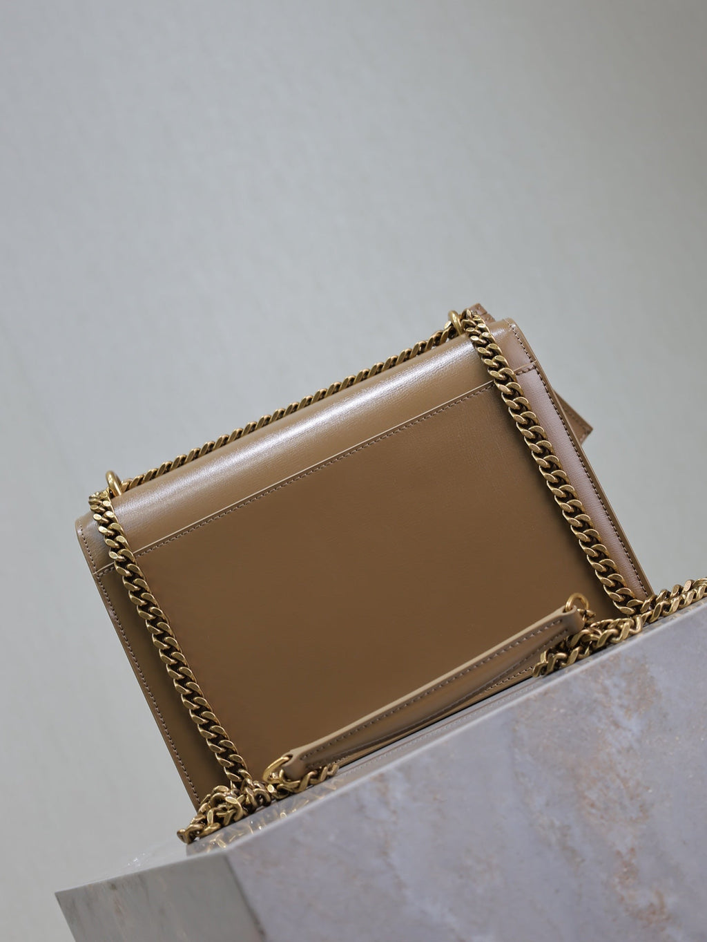 YSL 25S SUNSET BAG 22 IN BROWN CALFSKIN GOLD HARDWRE