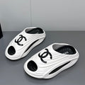 CHANEL New Double C Foam Lightweight Slippers Boat White Black