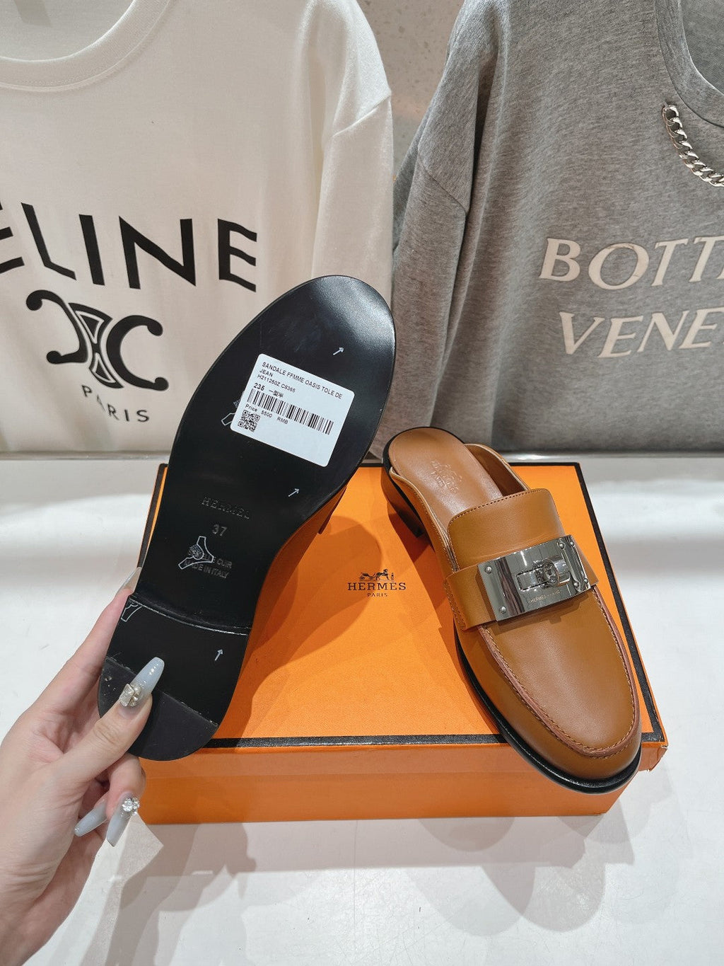 HERMES IOTA MULE CARAMEL CALFSKIN