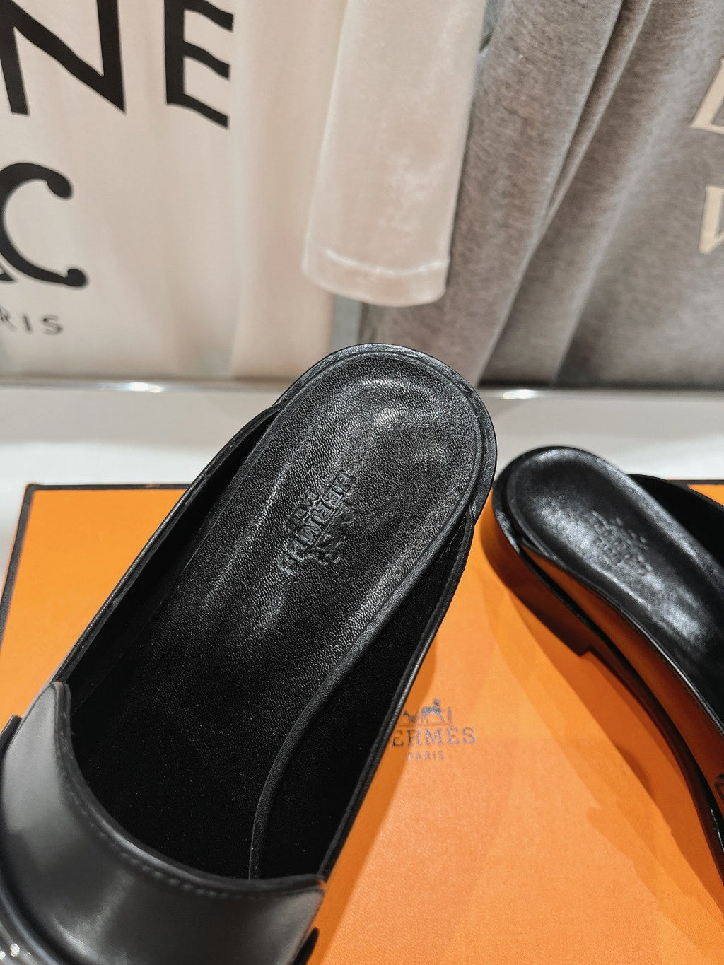 HERMES IOTA MULE BLACK CALFSKIN