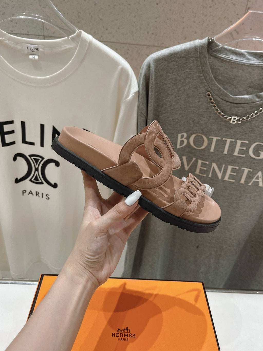 HERMES EXTRA SANDAL PASTEL PINK NUDE CALFSKIN