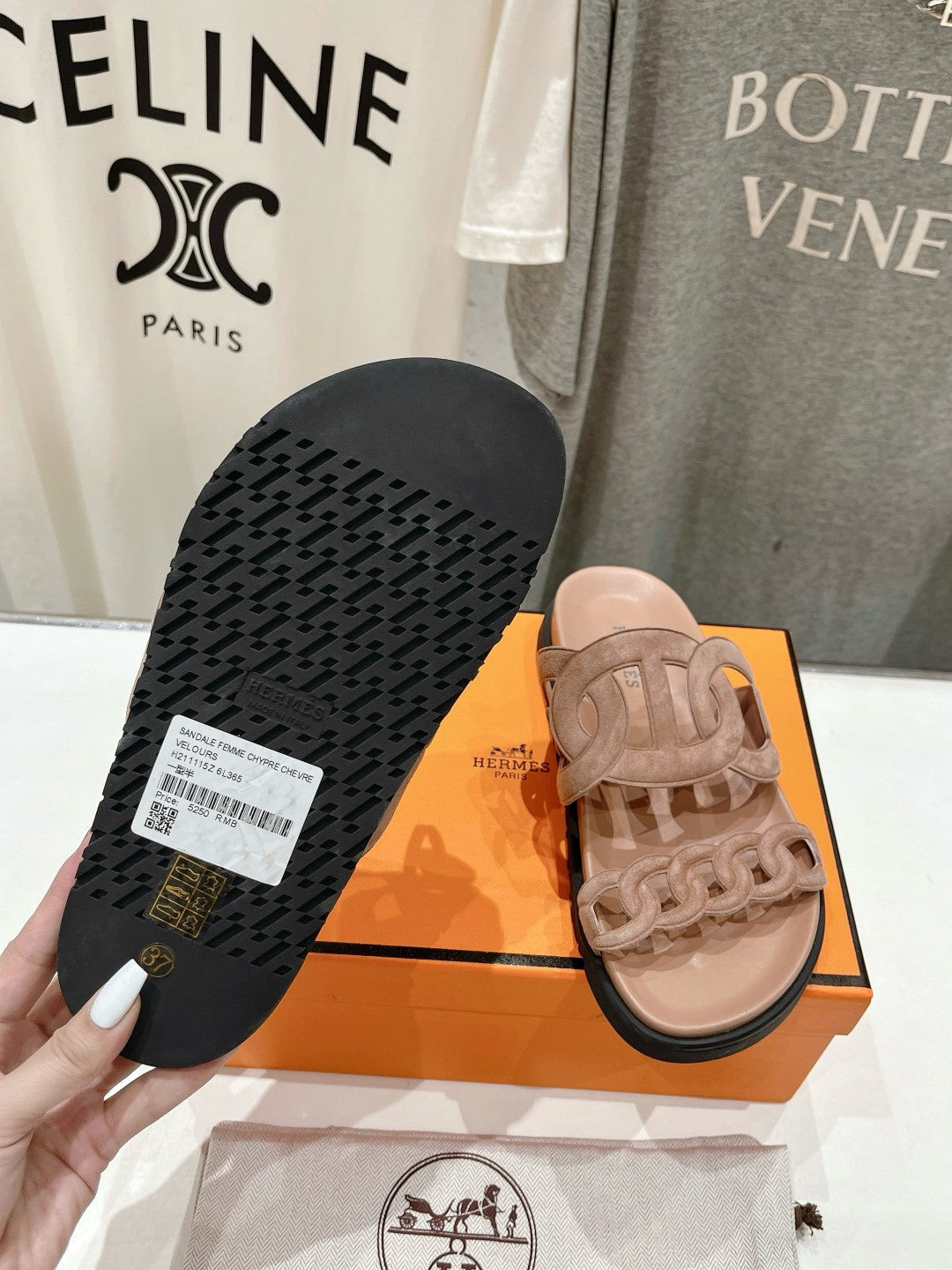 HERMES EXTRA SANDAL PASTEL PINK NUDE CALFSKIN