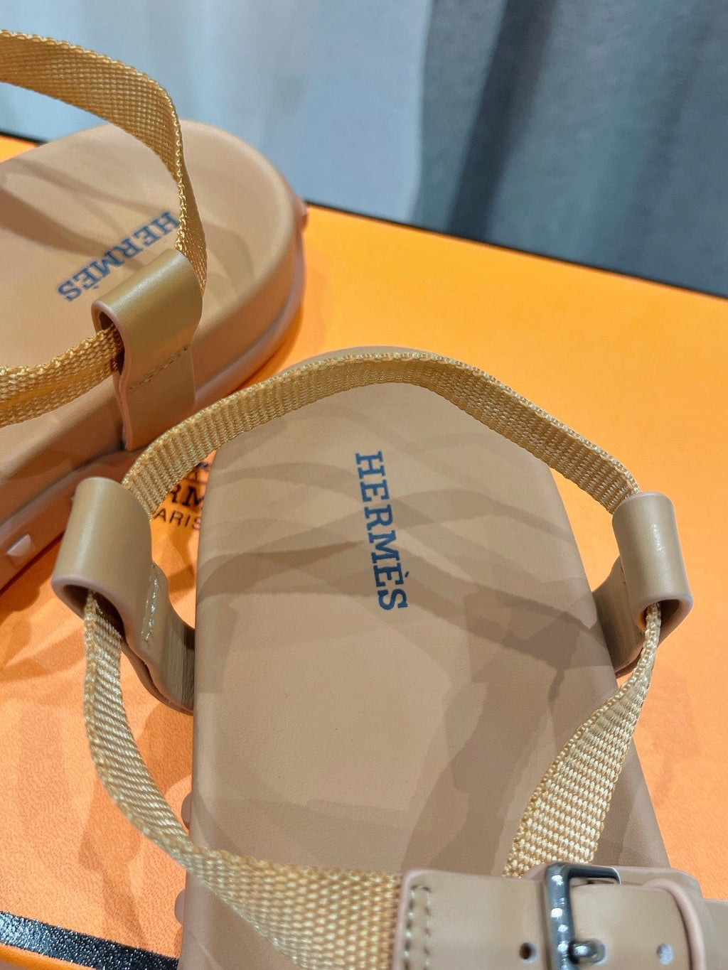 HERMES SANDAL BRAIDED 30 CHAMPAGNE CALFSKIN