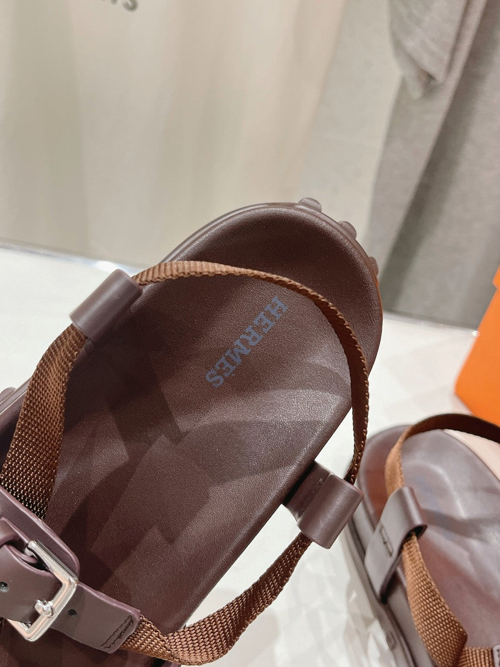 HERMES SANDAL BRAIDED 30 CHOCOLATE CALFSKIN