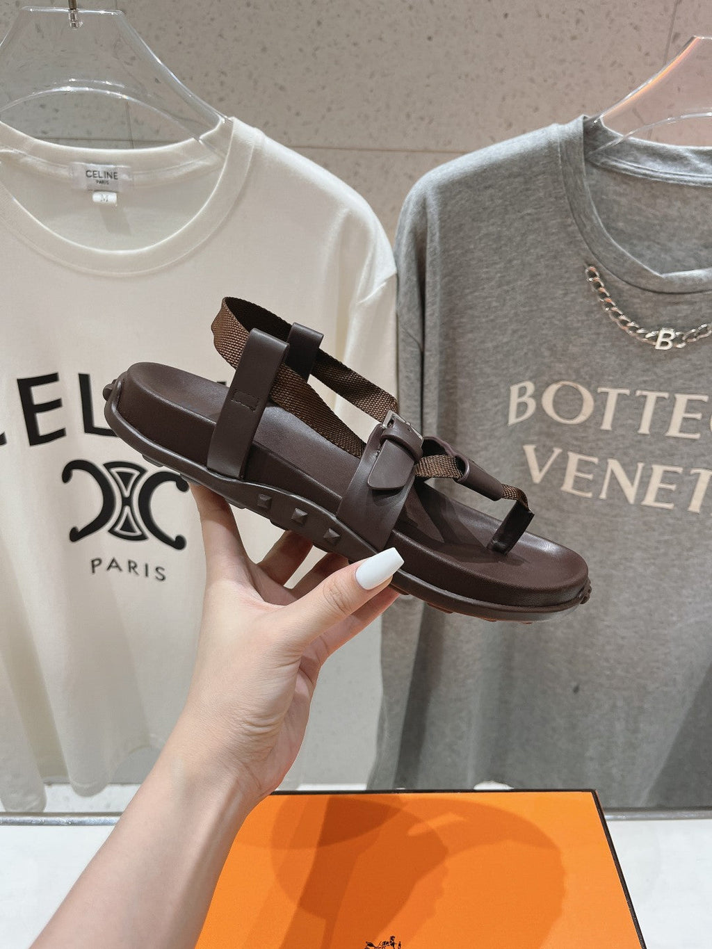 HERMES SANDAL BRAIDED 30 CHOCOLATE CALFSKIN