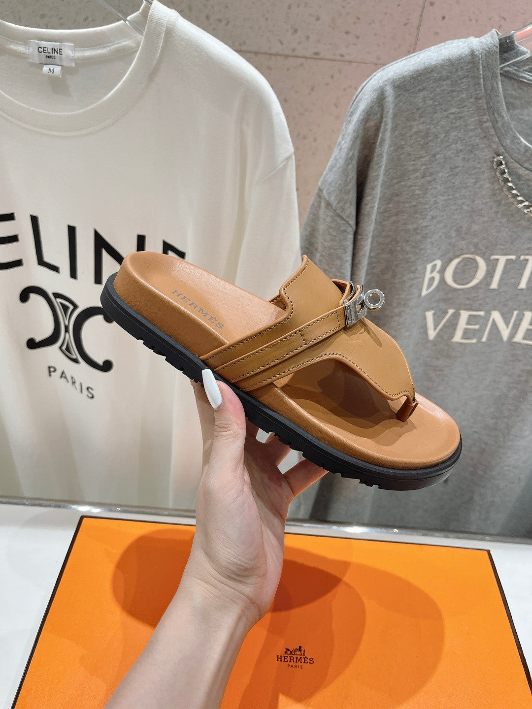 HERMES EMPIRE SANDAL CARAMEL CALFSKIN
