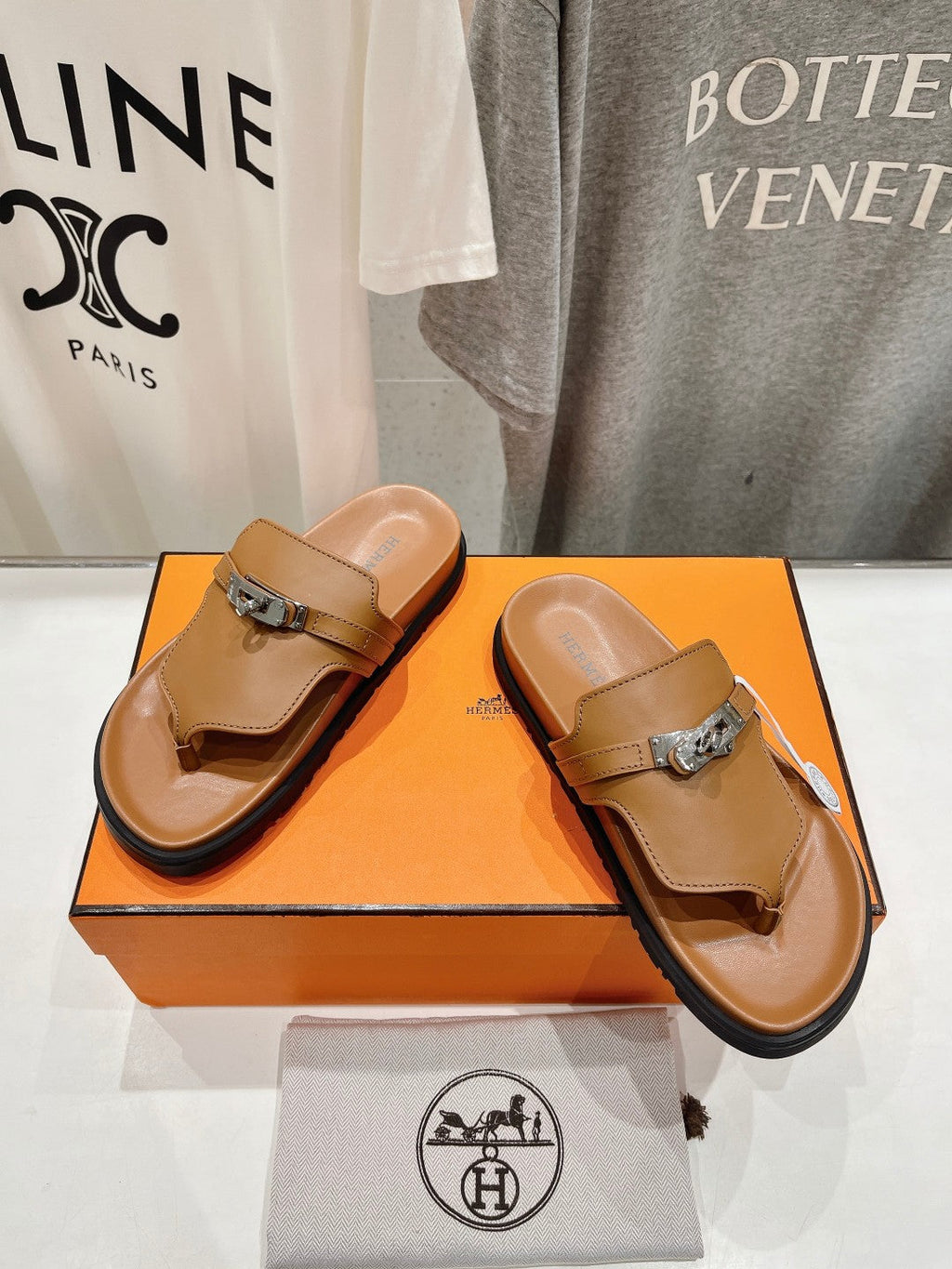 HERMES EMPIRE SANDAL CARAMEL CALFSKIN