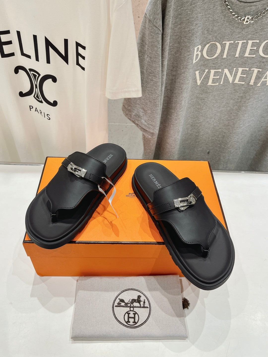 HERMES EMPIRE SANDAL BLACK CALFSKIN