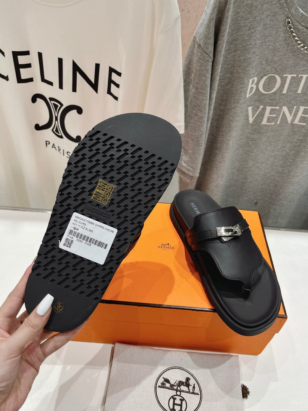 HERMES EMPIRE SANDAL BLACK CALFSKIN