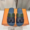 HERMES IZMIR SANDAL AEGEAN MIX HUNTER MIX PEACOCK LAMBSKIN