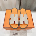 HERMES IZMIR SANDAL CREAM WHITE MIX LIGHT ORANGE LAMBSKIN