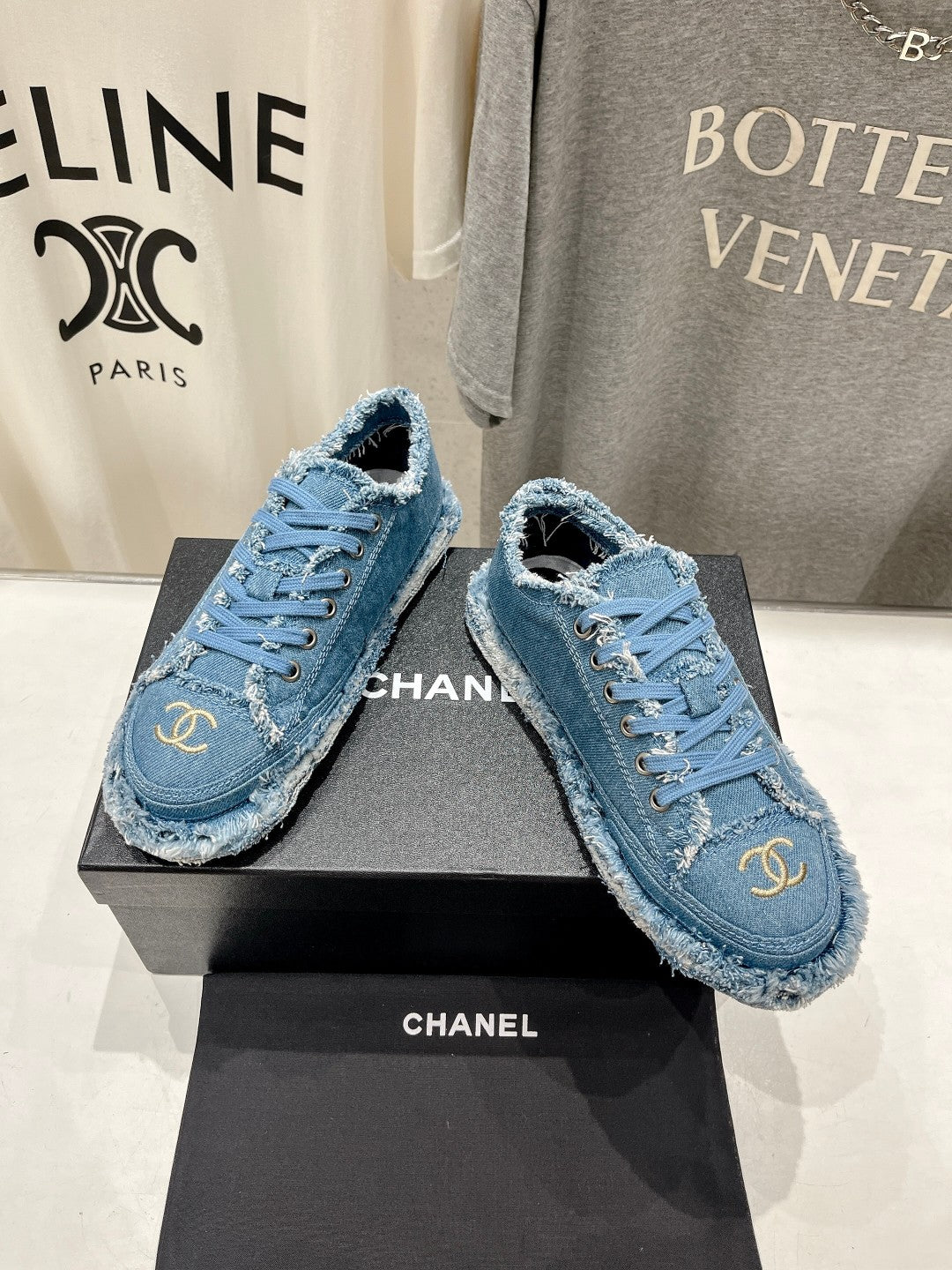 CHANEL SNEAKER SKY BLUE DENIM FABRIC