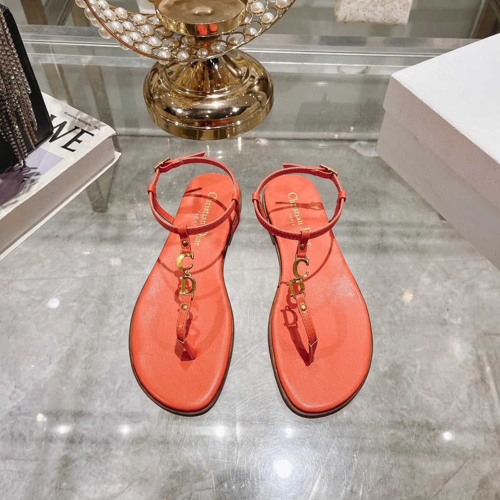DIOR IVIERA C'EST THONG SANDAL VIVID ORANGE AQUAMARINA CALFSKIN