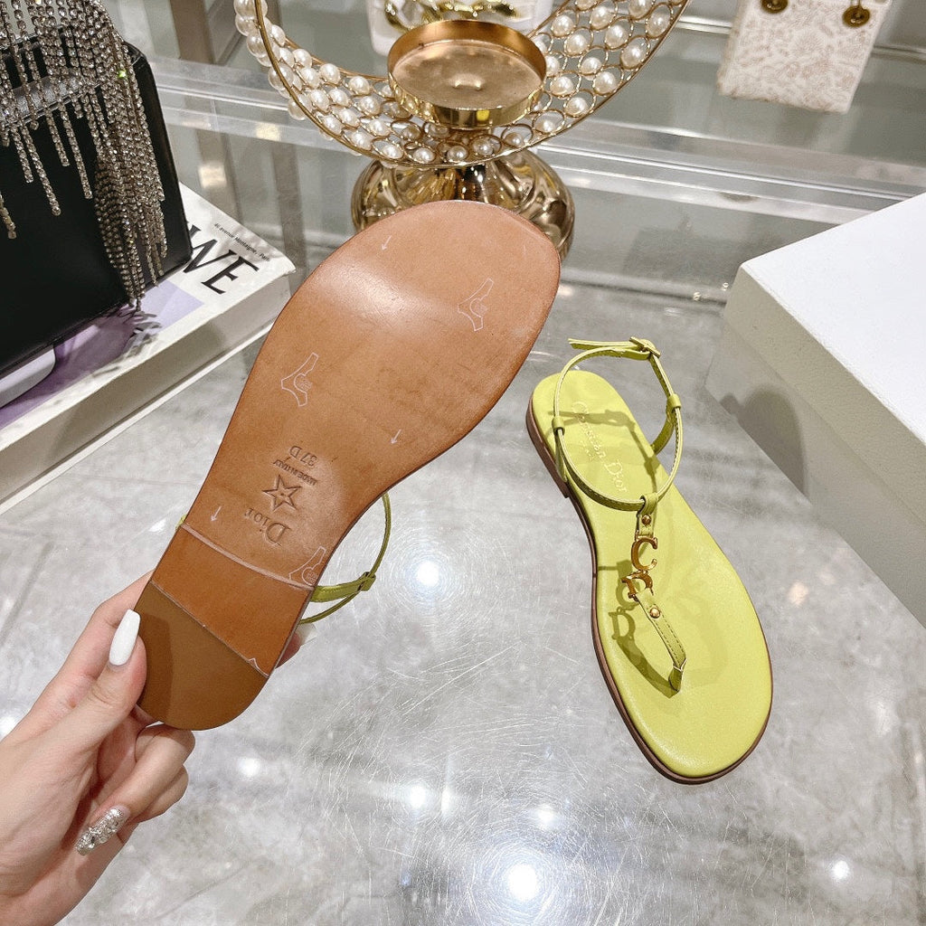 DIOR IVIERA C'EST THONG SANDAL LEMON YELLOW AQUAMARINA CALFSKIN