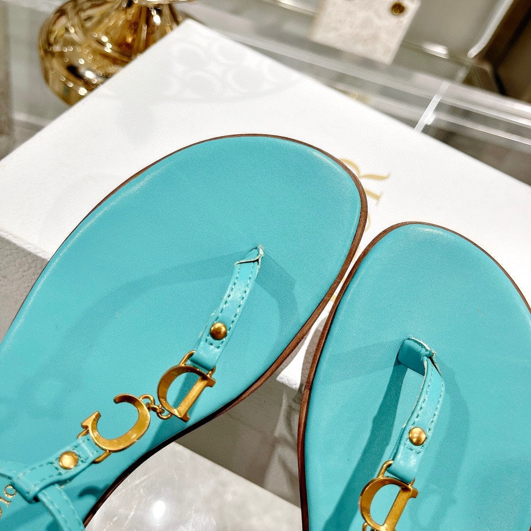 DIOR IVIERA C'EST THONG SANDAL SKY BLUE AQUAMARINA CALFSKIN